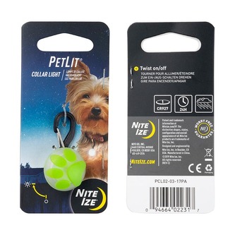 Nite Ize světýlko nejen na obojek pro psa nebo kočku PetLit Bílé světlo - zelená tlapka