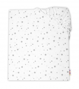 Baby Nellys Dětské bavlněné prostěradlo do postýlky - Mini hvězdičky šedé; 120x60