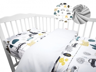 2-dílné bavlněné povlečení Baby Nellys - Auta v aleji, šedá, roz. 135x100 cm; 135x100