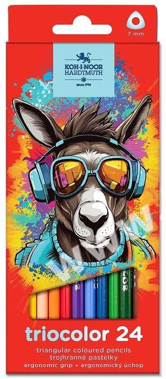 KOH-I-NOOR Trojhranné pastelky Triocolor 24ks Osel