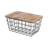 Drátěný košík s poklopem OSCAR 31x22 cm černý