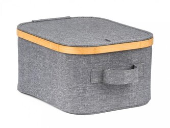 Úložný box G21 24 x 30 x 15 cm, bambusový s víkem, šedý Úložný box G21 24 x 30 x 15 cm, bambusový s víkem, šedý