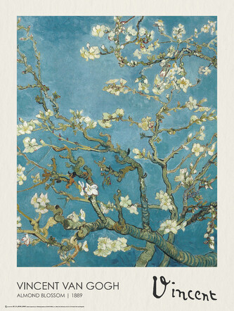 Plakát, Obraz - Almond Blossoms, Vincent van Gogh, 45 × 60 cm
