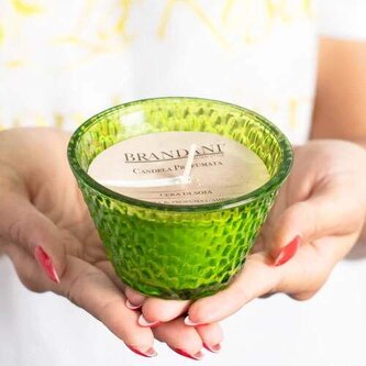 Vonná sojová svíčka ve skle LOVE zelená Brandani