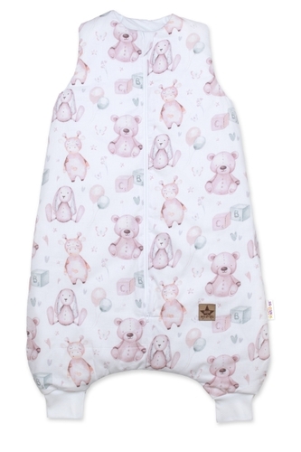 Spací vak s nohavičkami 88 cm, bavlna, Veselé hračky, bílá/hnědá