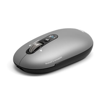 PORT CONNECT Pure MAC COLLECTION, bezdrátová dobíjecí myš, Bluetooth, FreeWheel, 3200 DPI, šedá