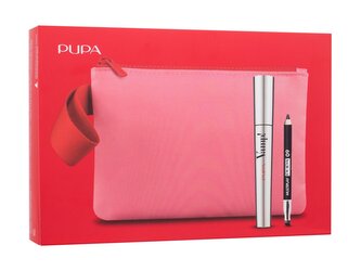 Pupa Vamp! řasenka Vamp! 9 ml + tužka na oči Multiplay 0,8 g 09 Deep Black + růžová kosmetická taštička s poutkem