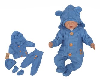 Z&Z 4-dílná kojenecká soupravička, kabátek, tepláčky, čepička a botičky - jeans; 56 (1-2m)