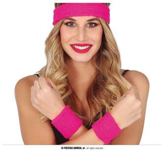 Neonový retro set čelenky a potítek 80-tá léta žlutá