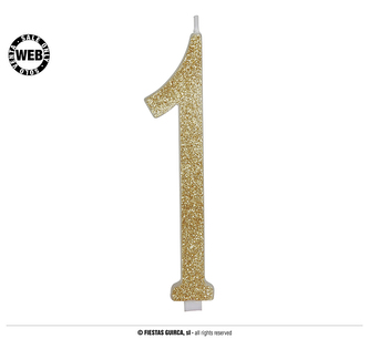 Dortová svíčka zlatá - jednička 12,5 cm