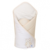 Bavlněná zavinovačka s vyšívkou, Sovička, béžová