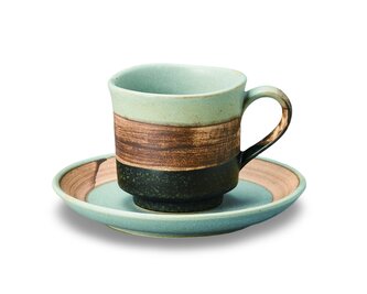 Japonský keramický šálek s podšálkem světle modrý 130 ml