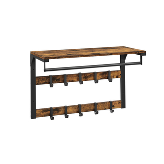 VASAGLE Nástěnná police 10 háčků a konzole 30x65x42cm