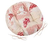 Sedák EMA kulatý prošívaný - Srdce patchwork, růžová - průměr 40 cm
