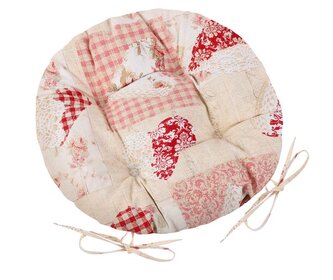 Sedák EMA kulatý prošívaný - Srdce patchwork, růžová - průměr 40 cm