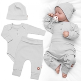 Žebrovaná rostoucí souprava 3D, Baby Boy - šedá; 56/62 (0-3m)