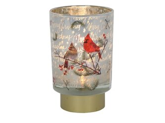 LED LAMPIČKA SKLENĚNÁ PTÁČCI V ZIMĚ ?10X15CM