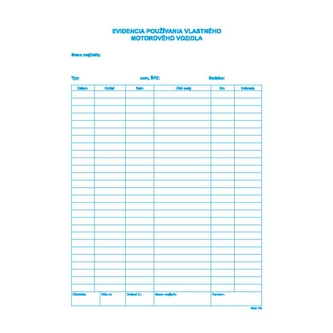 Evidence užívání vlastního motor. vozidla A4 (178)