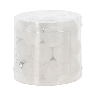 Vánoční skleněné koule 25 mm bílé - sada 24 ks