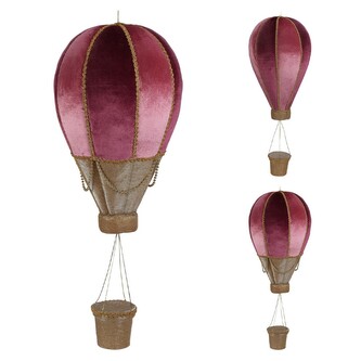 Dekorace závěsná - horkovzdušný balón v růžovo-zlaté barvě 40 cm