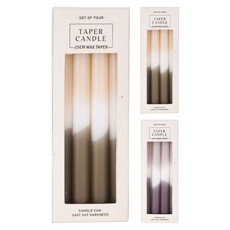 Svíčky večerní 25 cm, kuželovité (2 barvy) sada 4 ks