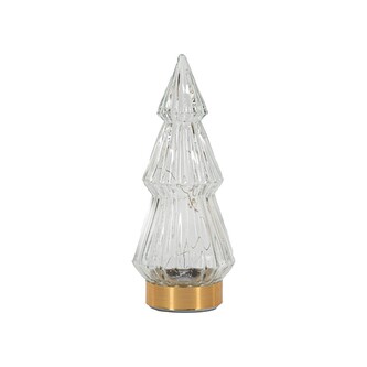Stromeček osvětlený 10 LED teplá bílá, sklo, 23 cm
