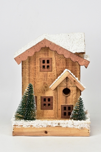 Vánoční dekorace LED dřevěný domek 24 cm