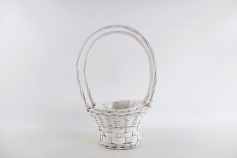 Proutěný koš bílý, sada 2 ks