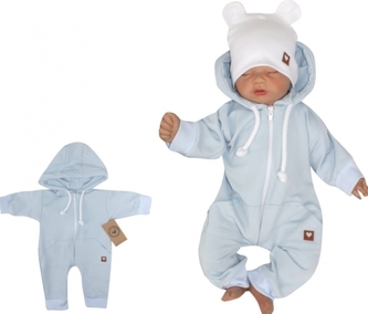 Z&Z Dětský teplákový overálek s kapucí, sv.modrý, vel. 68; 68 (3-6m)