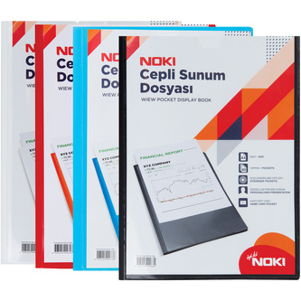 Noki, Katalogová kniha, 80 kapes, PP, A4, s přední kapsou, černá
