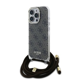 Guess IML 4G Printed Crossbody Popruh Zadní Kryt pro iPhone 16 Pro Brown (Pošk. Balení)