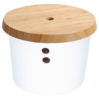 Skladovací nádoba, Ø 21 cm, plast/bambus, bílá KESPER 32622