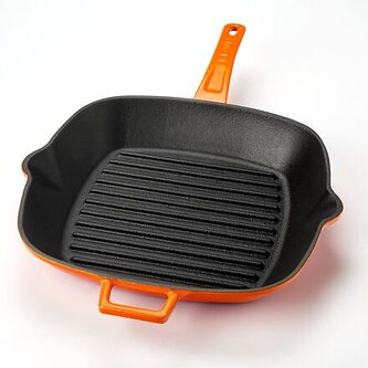 Grilovací pánev litinová, oranžová 26 x 26 cm LAVA Metal LVPGT2626K0OR
