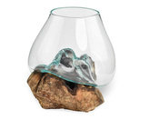 Skleněná nádoba na dřevě - velká - var. H