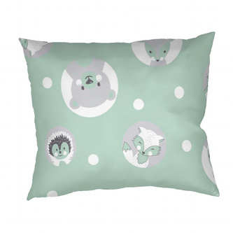Dadka Povlak na polštář bavlna Zvířátka mentolová 40x50 cm