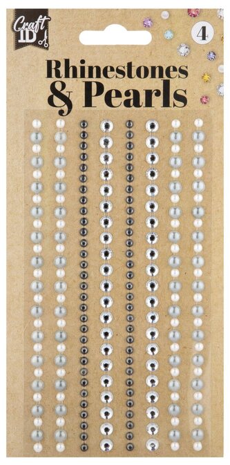 Dekorační kamínky a perly, 212 ks - stříbrošedé