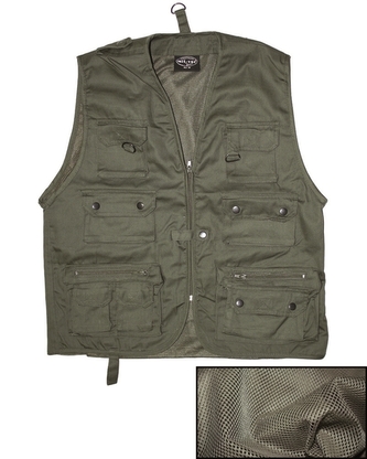 Vesta JAGD se síťkou na lov nebo rybaření - olivová, 4XL