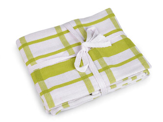 Bavlněná utěrka káro 50x70 cm egyptská bavlna - 3 ks - 2 zelená sv.