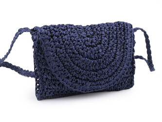 Háčkovaná kabelka z rafie - lýka crossbody 16x21 cm - 1 ks - 3 modrá tmavá