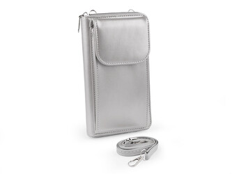 Peněženka s kapsou na mobil přes rameno crossbody 11x19 cm - 1 ks - 3 stříbrná