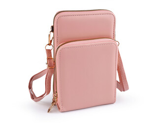 Peněženka s kapsou na mobil přes rameno crossbody 11,5x18 cm - 1 ks - 3 pudrová