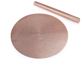 Metalické prostírání mat Ø38 cm vánoční - 2 ks - 3 růžové zlato