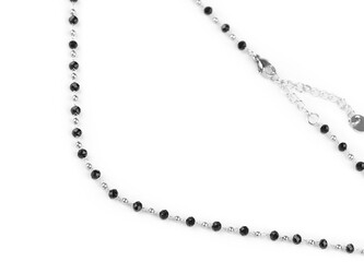 Náhrdelník z nerezové oceli s broušenými korálky - 1 ks - 4 černá