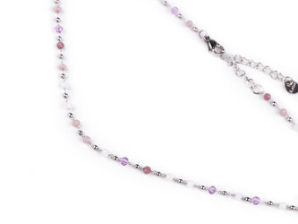 Náhrdelník z nerezové oceli s broušenými korálky - 1 ks - 2 fialová lila