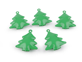 Rolničky stromeček, hvězda - 5 ks - 4 zelená stromeček