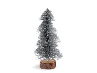 Dekorace vánoční stromeček s glitry - 1 ks - 2 (20 cm) stříbrná