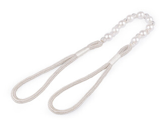 Dekorační úvaz / šňůra na závěsy perly - 2 ks - 1 krémově bílá