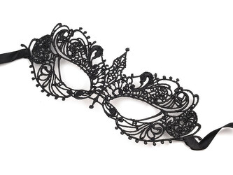 Karnevalová maska - škraboška krajková - 1 ks - černá