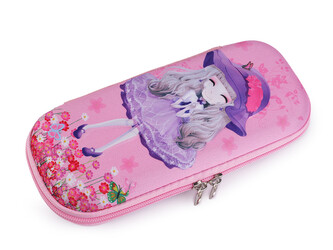 Pouzdro / penál dívčí 3D 10x23 cm - 1 ks - 2 růžová sv. fialová