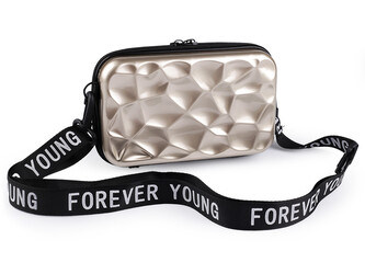 Dámská skořepinová kabelka / pouzdro crossbody s popruhem 18x11 cm - 1 ks - 1 stříbrnobéžová metalic